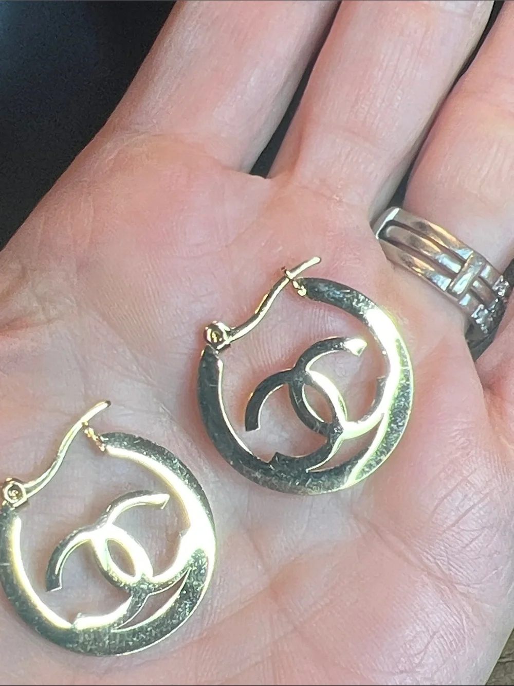 Stainless Steel Gold Interlocking Hoop Earrings - Designer Inspired